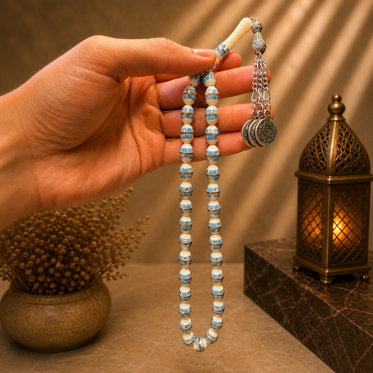 عظم عاجي مرصع بالفضة